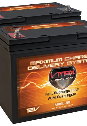 QTY 2 VMAXMB96 AGM Group 22 Deep Cycle Battery Replacement for IMC Hartway Mystere PF5, Forsa H10R 12V 60Ah Wheelchair Battery