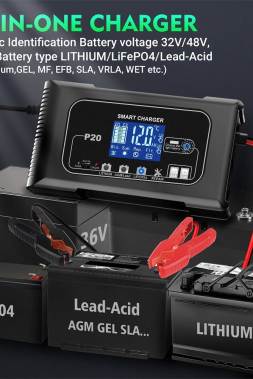 JLLOM 20-Amp Smart Battery Charger,12V-24V Lithium Lifepo4 Lead-Acid(AGM/Gel/SLA) Car Battery Charger Trickle Charger Maintainer Pulse Repair Charger for Car Boat Motorcycle Lawn Mower - Image 18