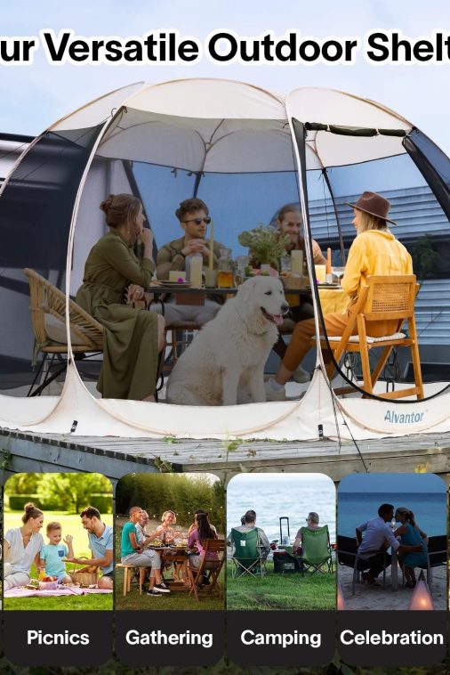 Alvantor Screen House Room Camping 12'x12' Beige Instant Canopy - Image 11