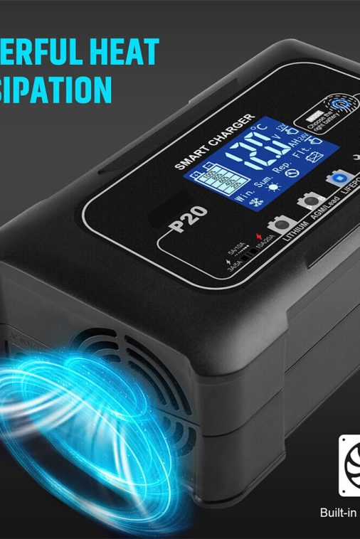 JLLOM 20-Amp Smart Battery Charger,12V-24V Lithium Lifepo4 Lead-Acid(AGM/Gel/SLA) Car Battery Charger Trickle Charger Maintainer Pulse Repair Charger for Car Boat Motorcycle Lawn Mower - Image 15