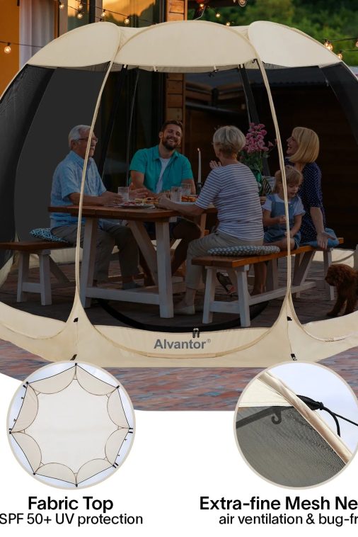 Alvantor Screen House Room Camping 12'x12' Beige Instant Canopy - Image 6