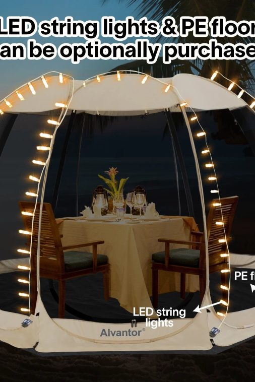 Alvantor Screen House Room Camping 12'x12' Beige Instant Canopy - Image 13