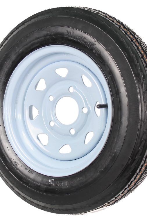 Two Trailer Tires On Rims 5.30-12 530-12 5.30 X 12 5 Hole Wheel White Spoke - Image 5