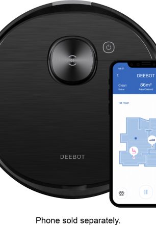 ECOVACS Robotics - DEEBOT T8 AIVI Vacuum & Mop Robot with Advanced Laser Mapping and AI Object Recognition & Avoidance - Black
