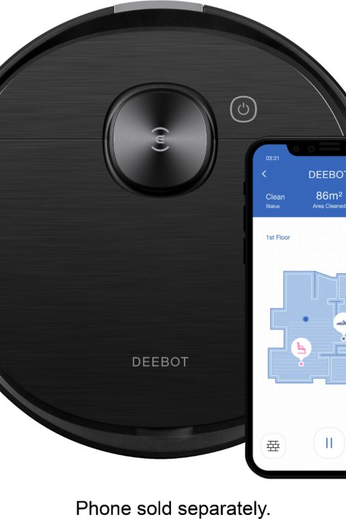 ECOVACS Robotics - DEEBOT T8 AIVI Vacuum & Mop Robot with Advanced Laser Mapping and AI Object Recognition & Avoidance - Black