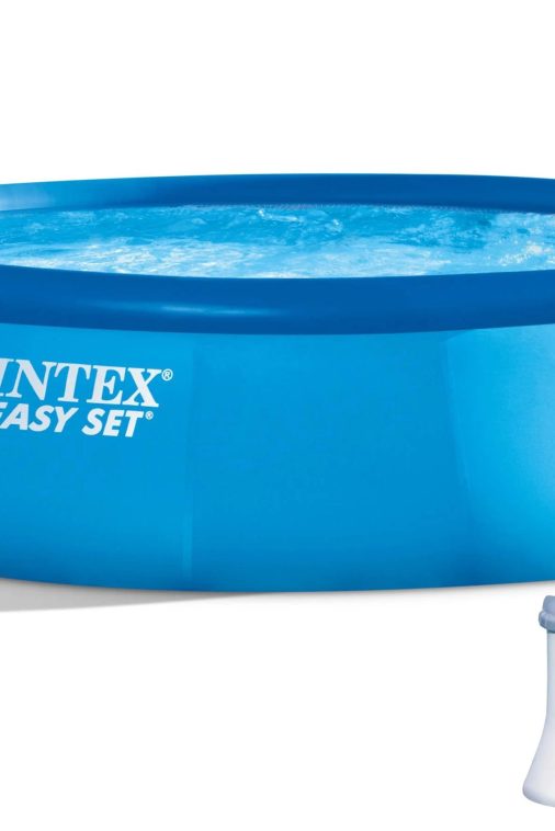 Intex 15ft x 42in Easy Set Inflatable Round Family Swimming Pool & Pump, Vacuum