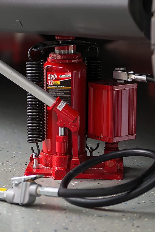 BIG RED 12 Ton Pneumatic Air Hydraulic Bottle Jack with Manual Hand Pump, Red, W9126R - Image 4