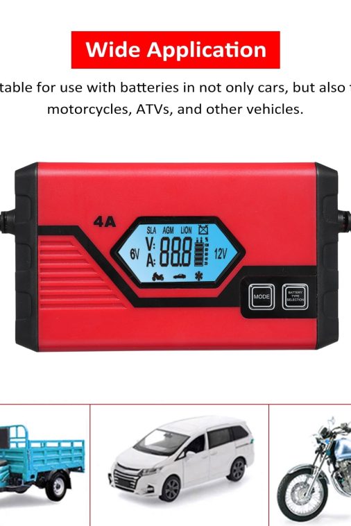 OWSOO Charger,Battery With Lcd 4 Amp 6v/12v Amp 6v/12v Battery 6v/12v Battery With Car Battery 4 Battery 4 Amp Lcd Screen Battery With Lcd Screen Battery Maintainer Car Screen Battery Maintainer - Image 7