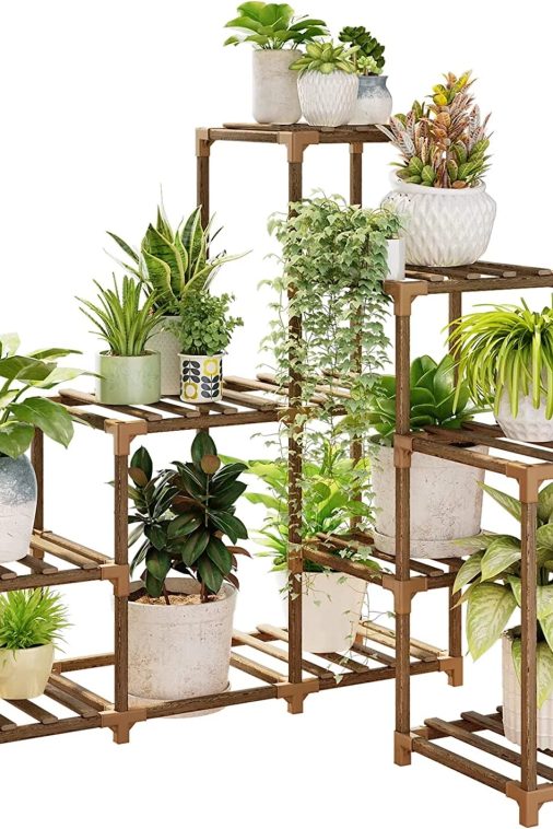 Corner Plant Stand Indoor Wood Outdoor Plant Shelf for Multiple Plants Ladder Plant Holder Table Plant Pot Stand for Window Garden Balcony Living Room